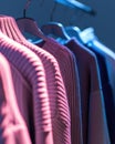 Colorful Sweaters Hanging on Clothes Rack Royalty Free Stock Photo