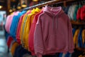 Colorful Sweatshirts Hanging on a Rack