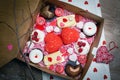Colorful Valentines sweet box with many kinds if sweets