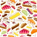 Colorful sweet cakes slices seamless background. Royalty Free Stock Photo