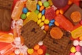 Colorful sweet candies are spread, chocolates and candy background Royalty Free Stock Photo