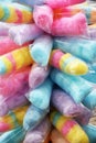 Colorful sweet cotton candy in plastic package Royalty Free Stock Photo