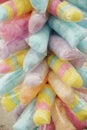 Colorful sweet cotton candy in plastic package Royalty Free Stock Photo
