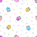 Colorful sweet cupcakes seamless pattern