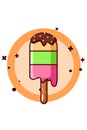 Colorful sweet ice cream sticks cartoon illustration