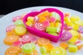 Colorful sweet jelly candies with heart shape Royalty Free Stock Photo