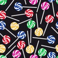 Colorful sweet lollipops seamless dark pattern