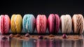 colorful sweet macaron in a row