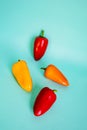Colorful Sweet Pepper. Sweet Red Yellow And Orange Pepper Set Of Three Colored Vegetables Royalty Free Stock Photo