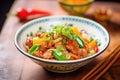 colorful sweet and sour pork with red and green peppers Royalty Free Stock Photo