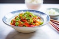 colorful sweet and sour pork with red and green peppers Royalty Free Stock Photo