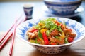 colorful sweet and sour pork with red and green peppers Royalty Free Stock Photo