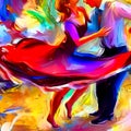 colorful sweethearts spinning and turning on the dance floor