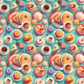 Colorful sweets and coffee pattern Royalty Free Stock Photo