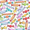 Colorful sweets icons background - vector illustration. Royalty Free Stock Photo