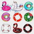 Colorful swim rings icon set isolated on transparent background. Vector illustration. Royalty Free Stock Photo