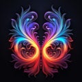 Colorful Swirl Butterfly: Abstract Illustration On Black Background