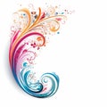 Colorful Swirl And Flower Background With Baroque Ornamental Flourishes