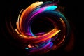 Colorful swirl spiral, vivid vortex, over dark background . Design element for posters and banners