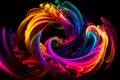 Colorful swirl spiral, vivid vortex, over dark background . Design element for posters and banners