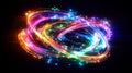 Colorful swirling lights create dynamic patterns in captivating animated display