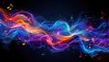 A colorful, swirling line of music notes and stars by AI generated image Royalty Free Stock Photo