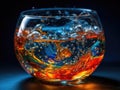 Colorful swirling water in glass