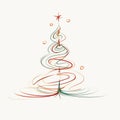 Colorful Swirls: A Minimalist Christmas Tree Vector Symbol