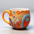 Colorful Swirls Orange Coffee Mug - Realistic Hyper-detailed Rendering