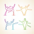 Colorful swirly line dancing figures Royalty Free Stock Photo