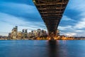 Colorful Sydney downtown skyline with harbor bridge at night in Sydney, New South Wales, Australia Royalty Free Stock Photo