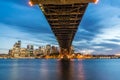 Colorful Sydney downtown skyline with harbor bridge at night in Sydney, New South Wales, Australia Royalty Free Stock Photo