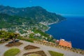 Colorful, symmetrical garden at Villa Rufolo in Ravello, Italy Royalty Free Stock Photo