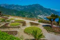 Colorful, symmetrical garden at Villa Rufolo in Ravello, Italy Royalty Free Stock Photo