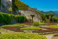 Colorful, symmetrical garden at Villa Rufolo in Ravello, Italy Royalty Free Stock Photo