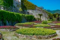 Colorful, symmetrical garden at Villa Rufolo in Ravello, Italy Royalty Free Stock Photo