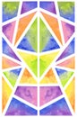 Symmetrical Abstract Colorful Rainbow Geometric Watercolor Pattern Illustration