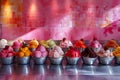 Colorful Symphony of Gelato Flavors. Concept Dessert Tasting, Gelateria Exploration, Delicious