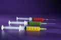 Colorful syringes set, health, medicine, genetics