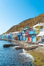 Colorful syrmata fishing houses of Klima village at Milos island in Greece