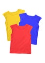 Colorful t-shirts isolated on white Royalty Free Stock Photo