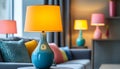 Colorful Table Lamps Illuminate a Room Royalty Free Stock Photo