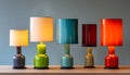Colorful Table Lamps Illuminate a Room Royalty Free Stock Photo