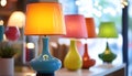 Colorful Table Lamps Illuminate a Room Royalty Free Stock Photo