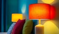 Colorful Table Lamps Illuminate a Room Royalty Free Stock Photo