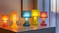 Colorful Table Lamps Illuminate a Room Royalty Free Stock Photo