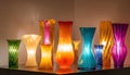 Colorful Table Lamps Illuminate a Room Royalty Free Stock Photo
