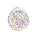 Colorful tangled on white. Chaos pattern