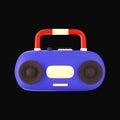 Colorful Tape Recorder 3D Icon Over Black