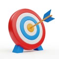 Colorful target with arrow hitting the bullseye isolated on white background Royalty Free Stock Photo